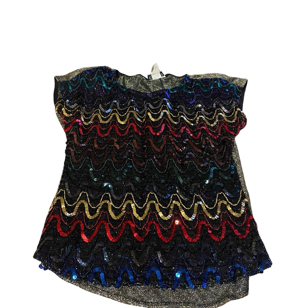 Vintage Sequin Top. Made in the USA STRETCH SEQUIN TOP - sequin blouse metallic